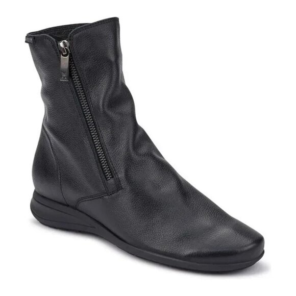 MEPHISTO NWOB Nessia Black Leather Double Zip Booties - Picture 1 of 10